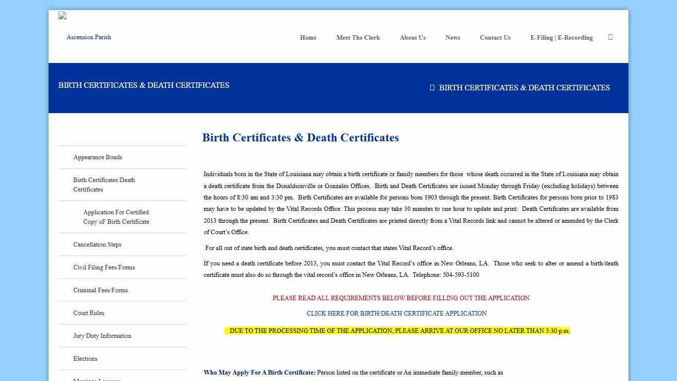 Birth Certificates & Death Certificates