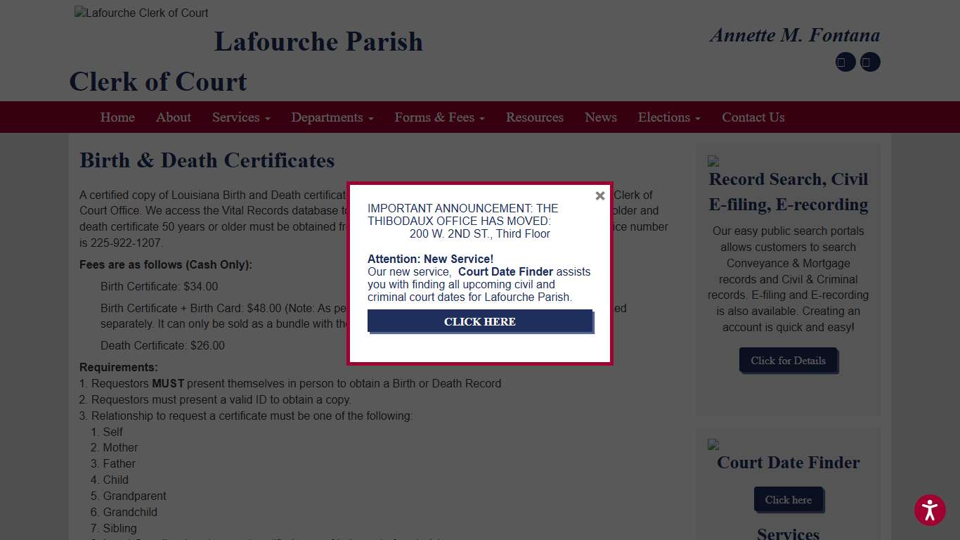 Birth & Death Certificates - Lafourche Clerk of Court